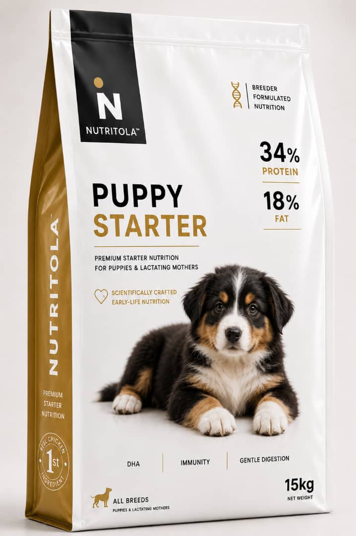 A breeder feeding a working dog Nutritola